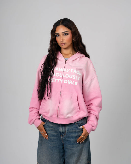 PINK “STAY AWAY” ZIP UP